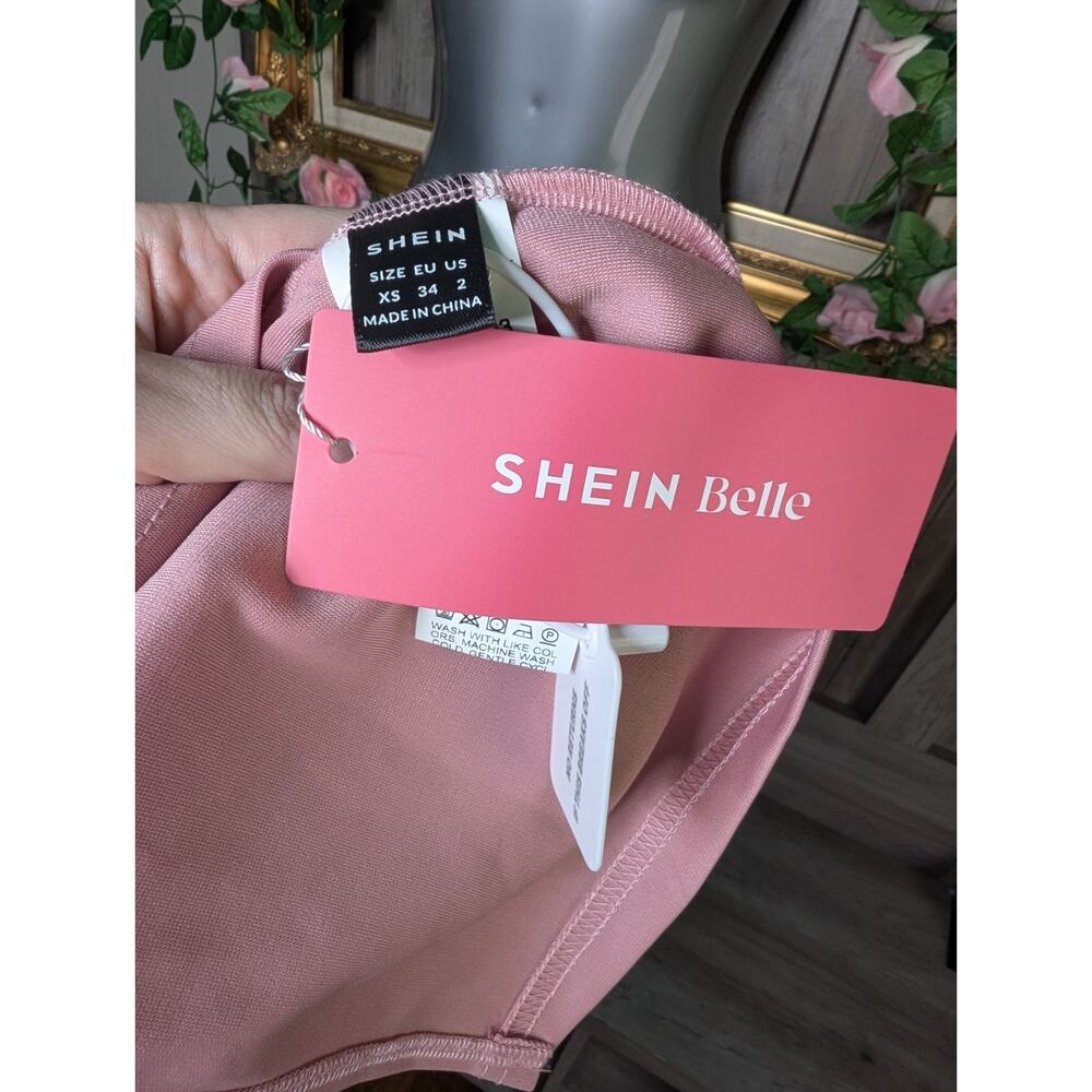 SHEIN Belle Strapless Ruffle Cocktail Dress Dusty Pink Fairycore Formal Dress - Picture 4 of 4